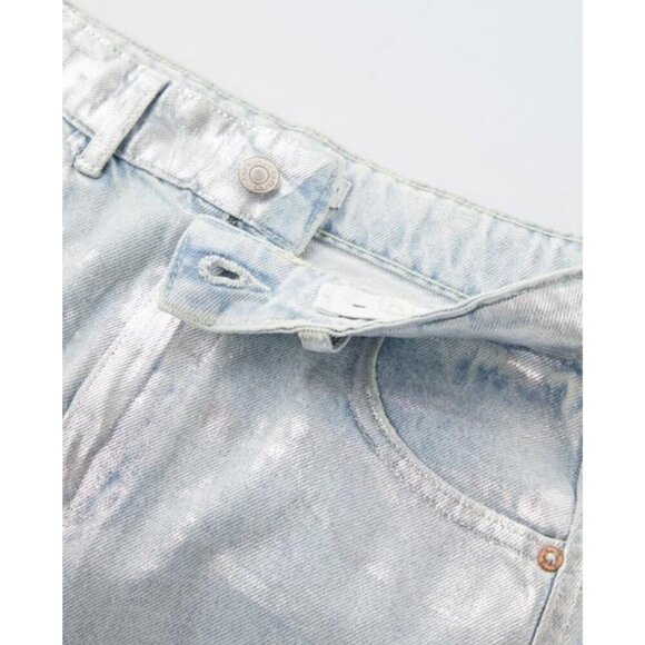 NWOT Zara blue denim silver metallic skirt, Size 13-14 years - Picture 4 of 6